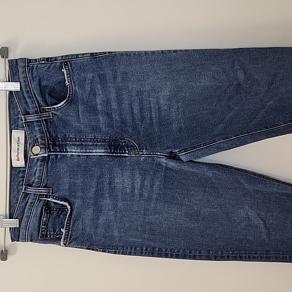 Reformation Jeans high-rise Skinny Strechy Meduim Wash blue denim Size 28 - Picture 8 of 16
